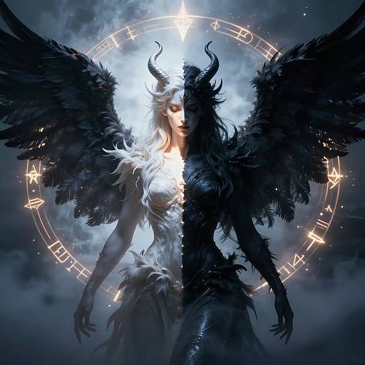 Half Angel Half Demon Split Face