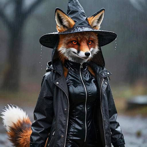 Photorealistic Furry Girl in Rain