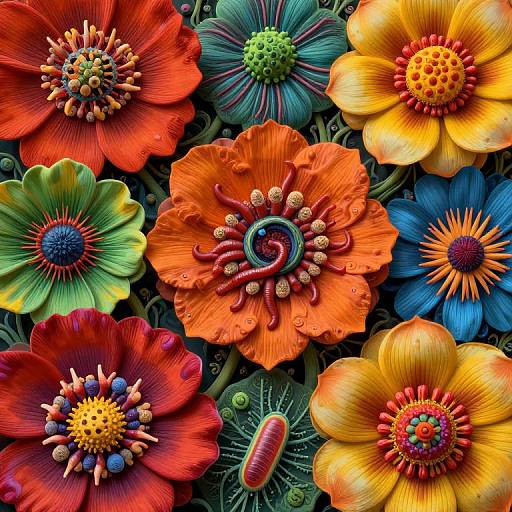 Psychedelic Floral Fantasy Landscape