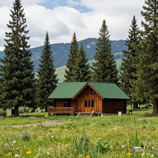 Idyllic Wooden Cabin in Pine Forest