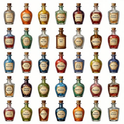 Hand-Painted Potion Bottles Grid