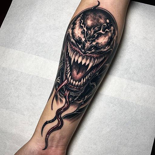 Realistic Venom Full Arm Tattoo