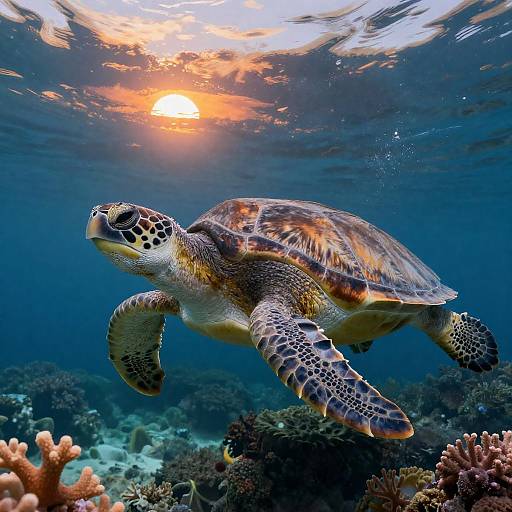 Ancient Sea Turtle at Sunset Reef
