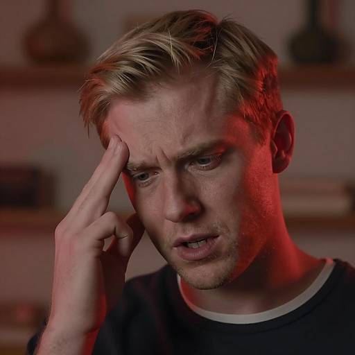 Man Rubbing Temple with Discomfort