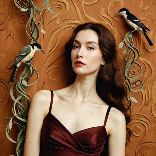Surreal Portrait of Young Woman with Birds