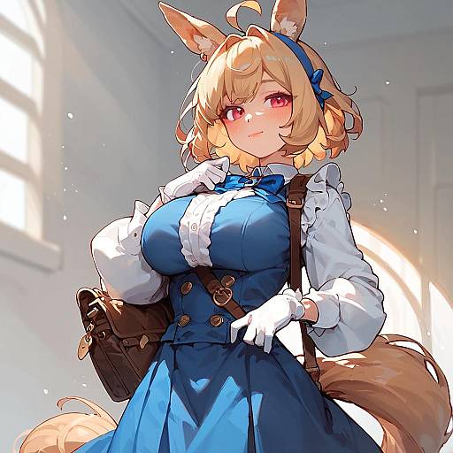 Shy Anime Girl with Animal Ears