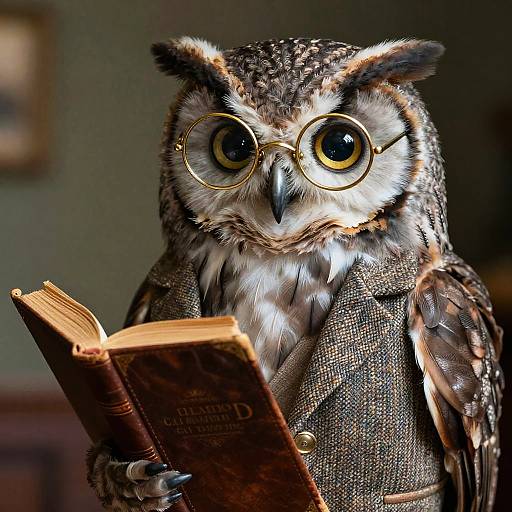 3D Scholarly Owl in Tweed Jacket