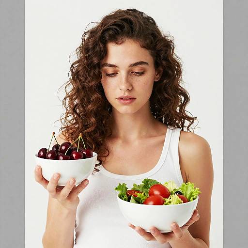Young Woman Holding Bowls of Fresh Food
