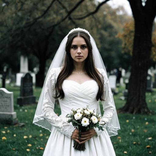 Ethereal Cemetery Bride in White Dress