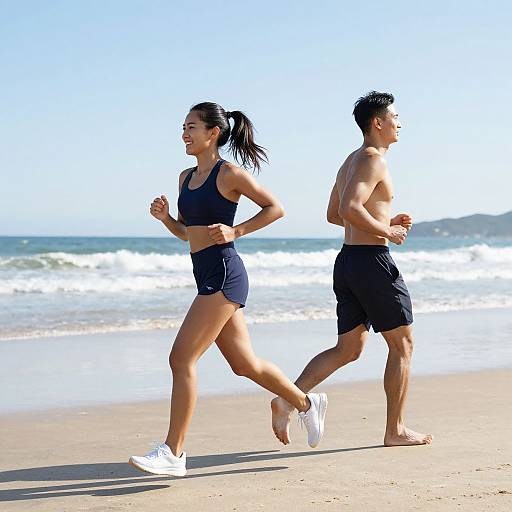 Joyful Beach Jogging Duo