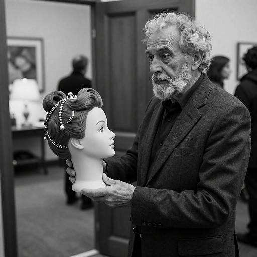 Intense Portrait of Man with Mannequin