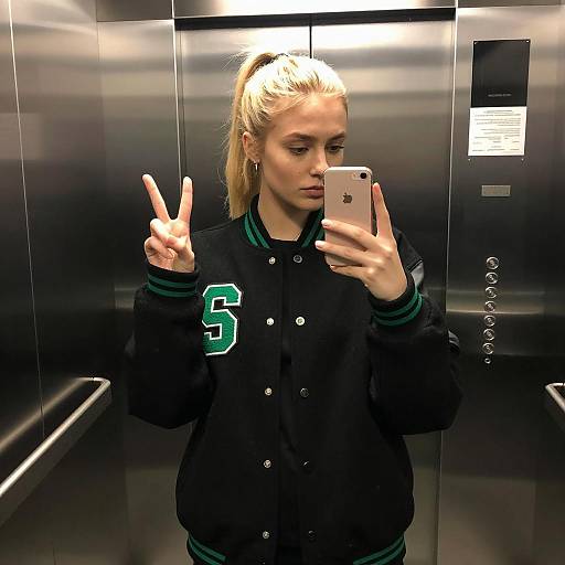Mirror Selfie in Elevator with Style