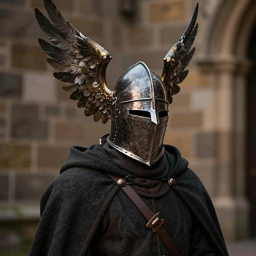 Medieval Knight with Winged Helmet