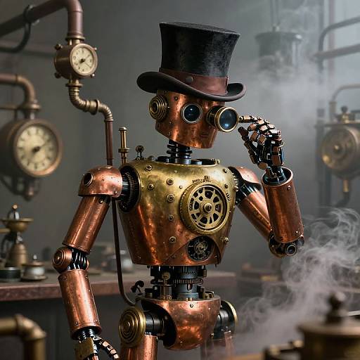 Steampunk Robot with Top Hat