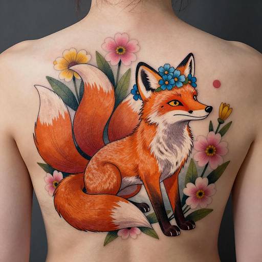 Vibrant Fox Tattoo Illustration Design