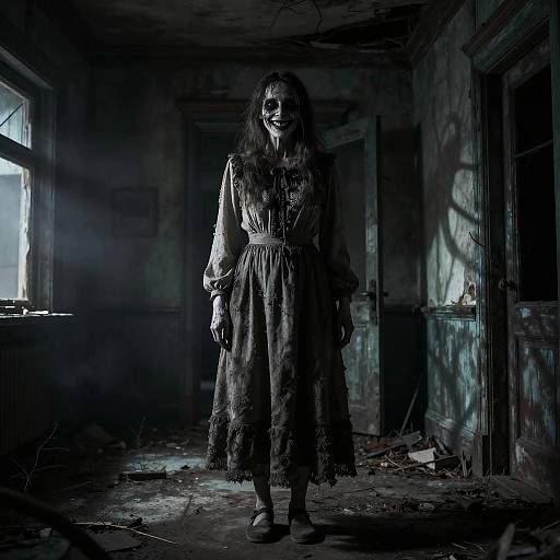 Creepy Old Lady in Haunted House