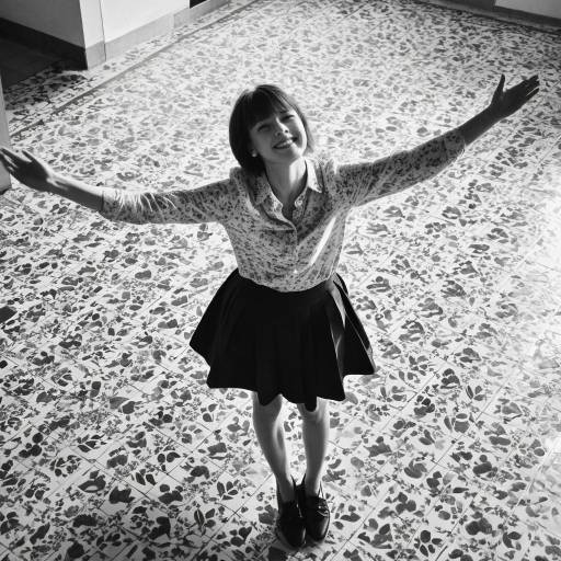 Monochrome Girl with Outstretched Arms