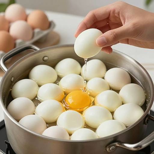 Person Eating Boiled Eggs from Giant Pot