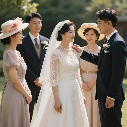 Vintage Wedding Scene with Joyful Moment