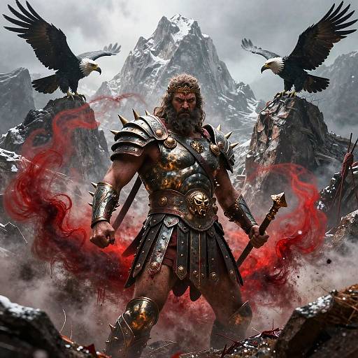 Enraged Ares, God of War in Spiked Bronze Armor