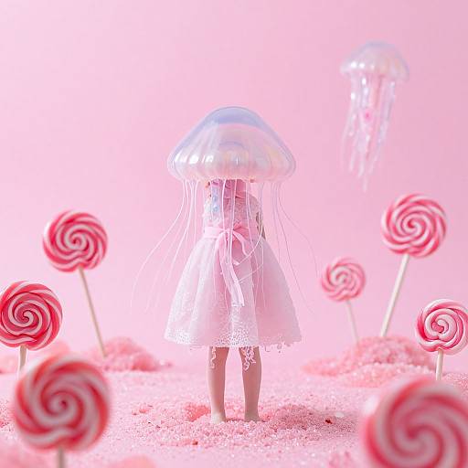 Surreal Sea of Lollipops and Jellyfish