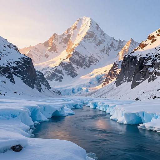 Golden Hour Snowy Mountain Landscape