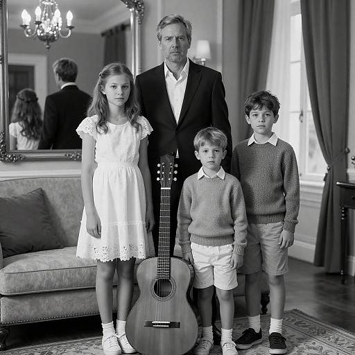 Elegant Family Portrait in Black and White