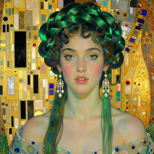 Emerald Braided Crown and Pearl Earrings