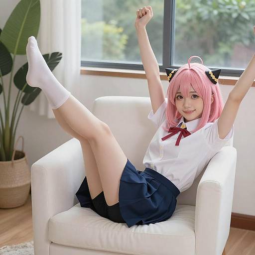Pink-Haired Anime Girl Relaxing