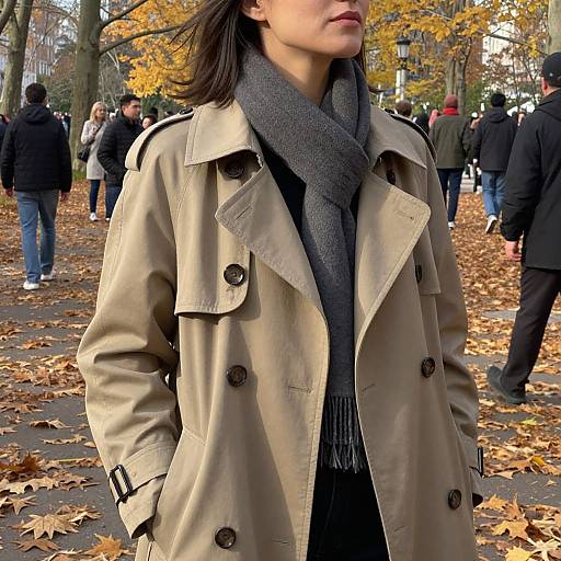 Impressionistic Autumn Woman in Urban Park