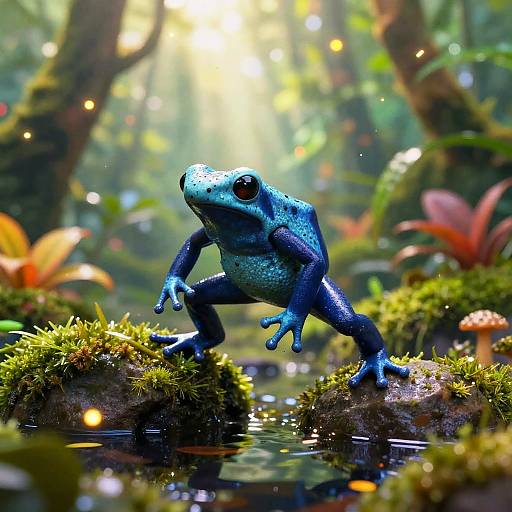 Whimsical Blue Dart Frog Leap