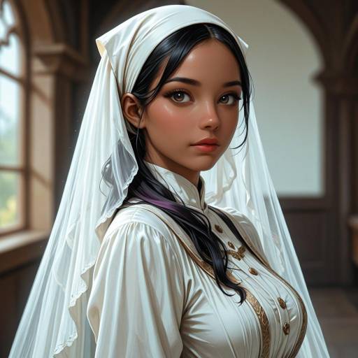 Realistic Portrait of Dark-Skinned Girl