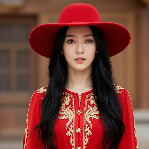 Elegant Girl in Red Dress