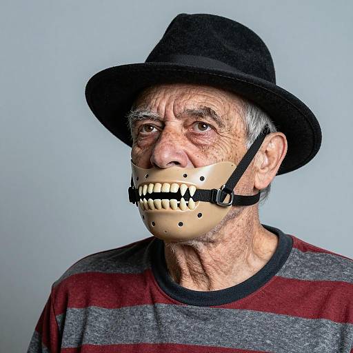 Elderly Man in Freddy Krueger Mask