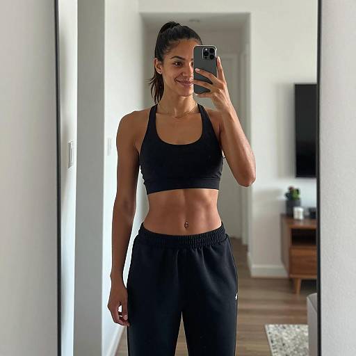 Athletic Woman Taking Mirror Selfie