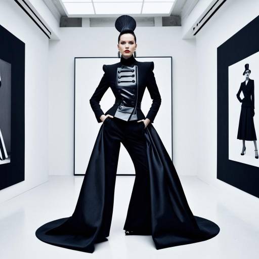 Avant-Garde Couture Fashion Model in Art Gallery
