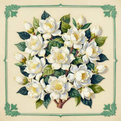 Colorful Gardenias and Magnolias Pattern