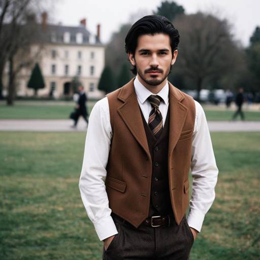Stylish Man in Brown Waistcoat Outdoors