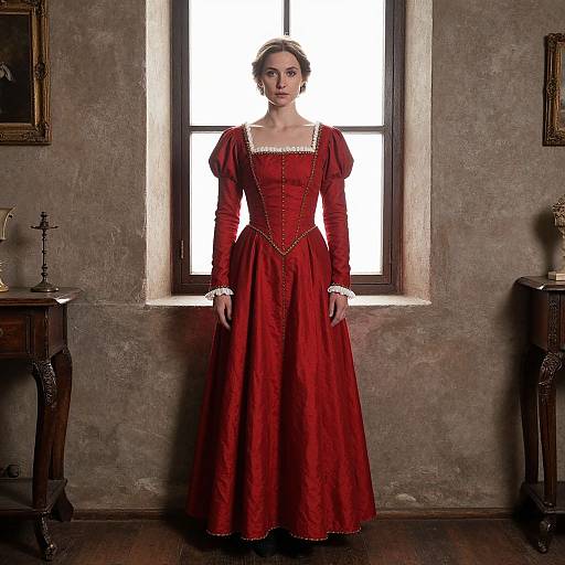 Medieval Serving Wench in Red Dress