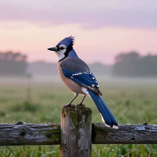 Blujay on Dawn Meadow Fence