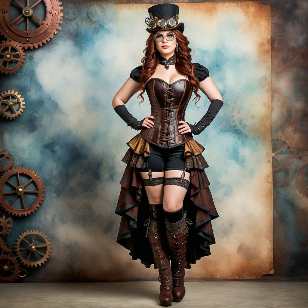 Steampunk Lady in Corset and Goggles