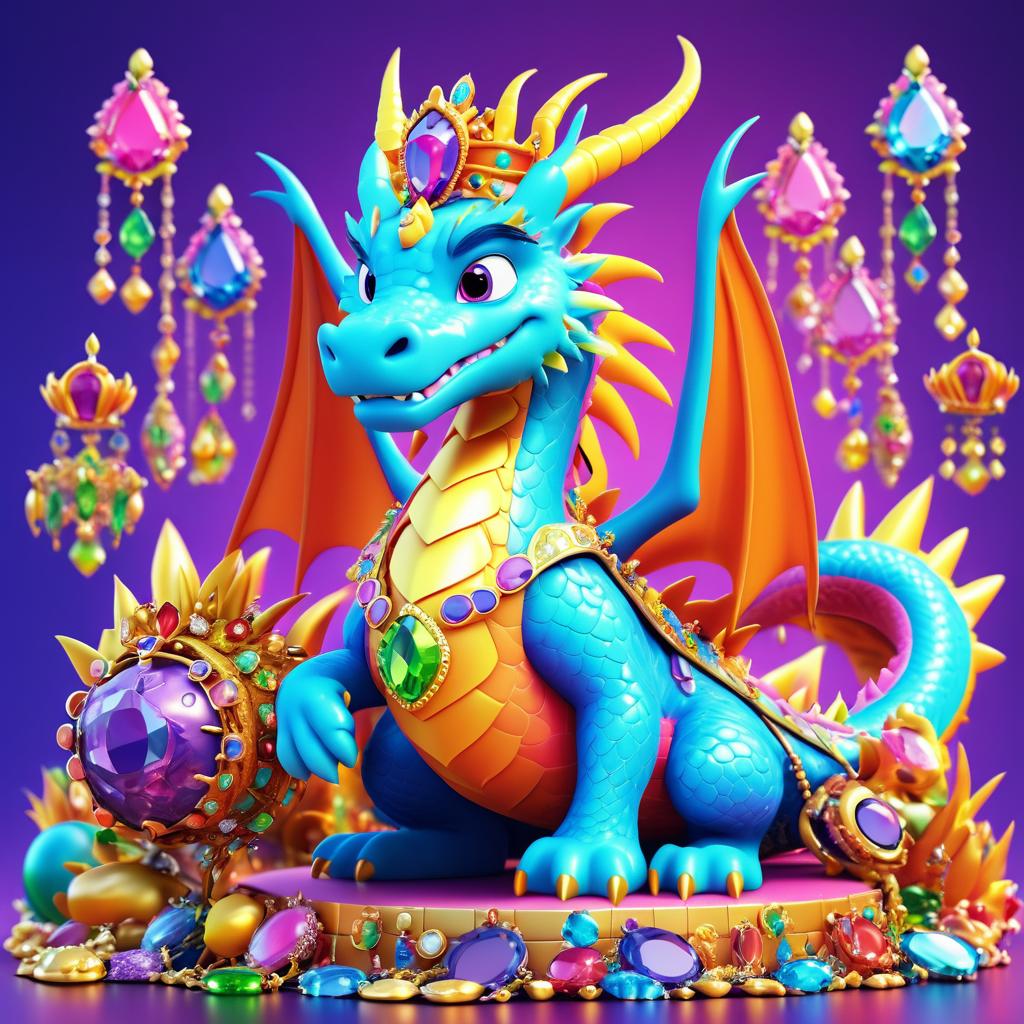 Adventurous Disney Pixar-Style Dragon with Treasure