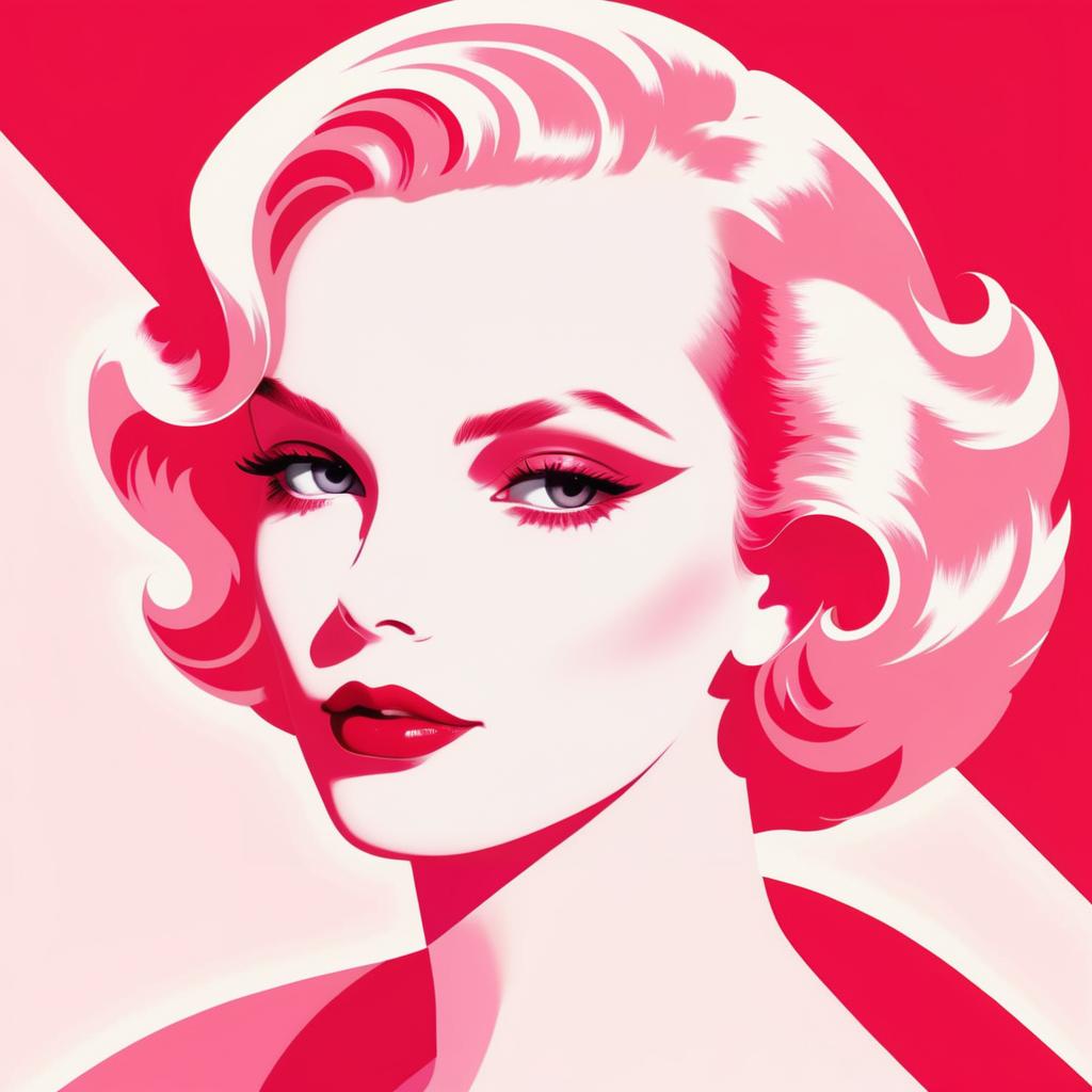 Glamorous Minimalist Portrait in Pink and Red