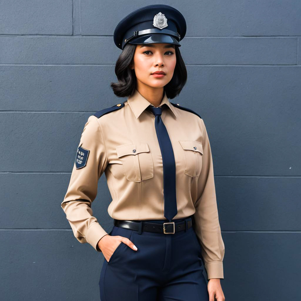 Confident Woman in Police Uniform Style