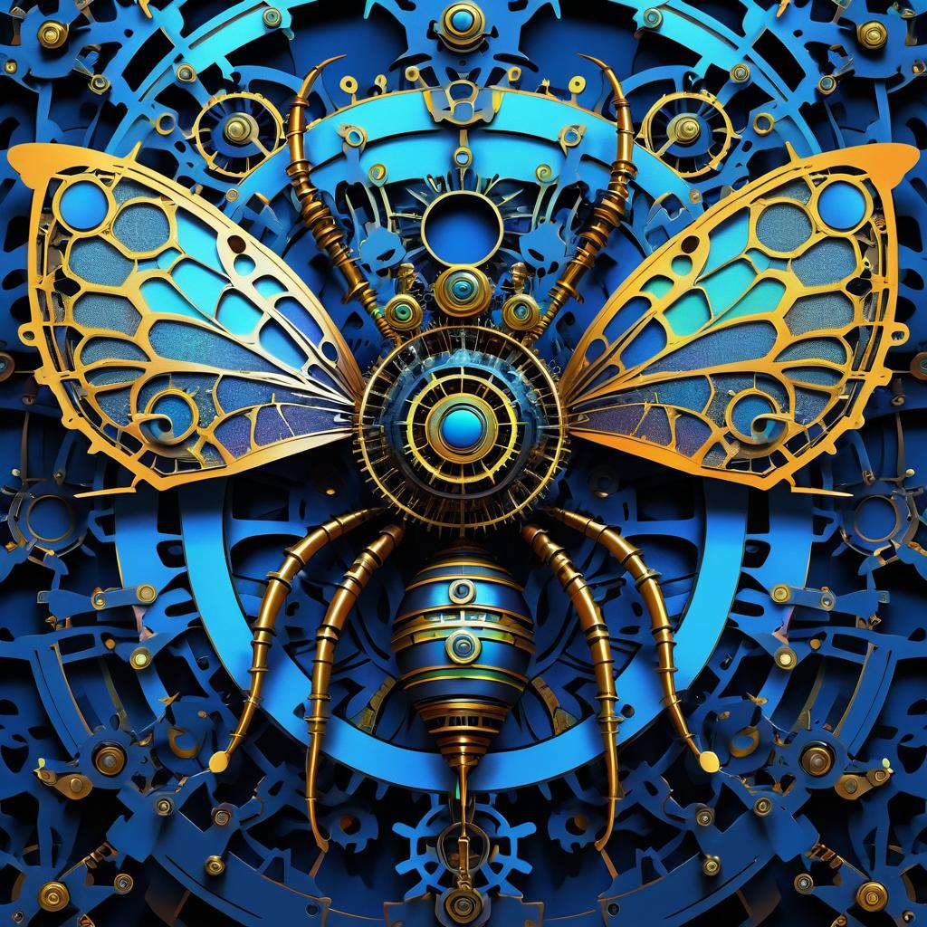 Intricate Mechanical Insect in Abstract Style