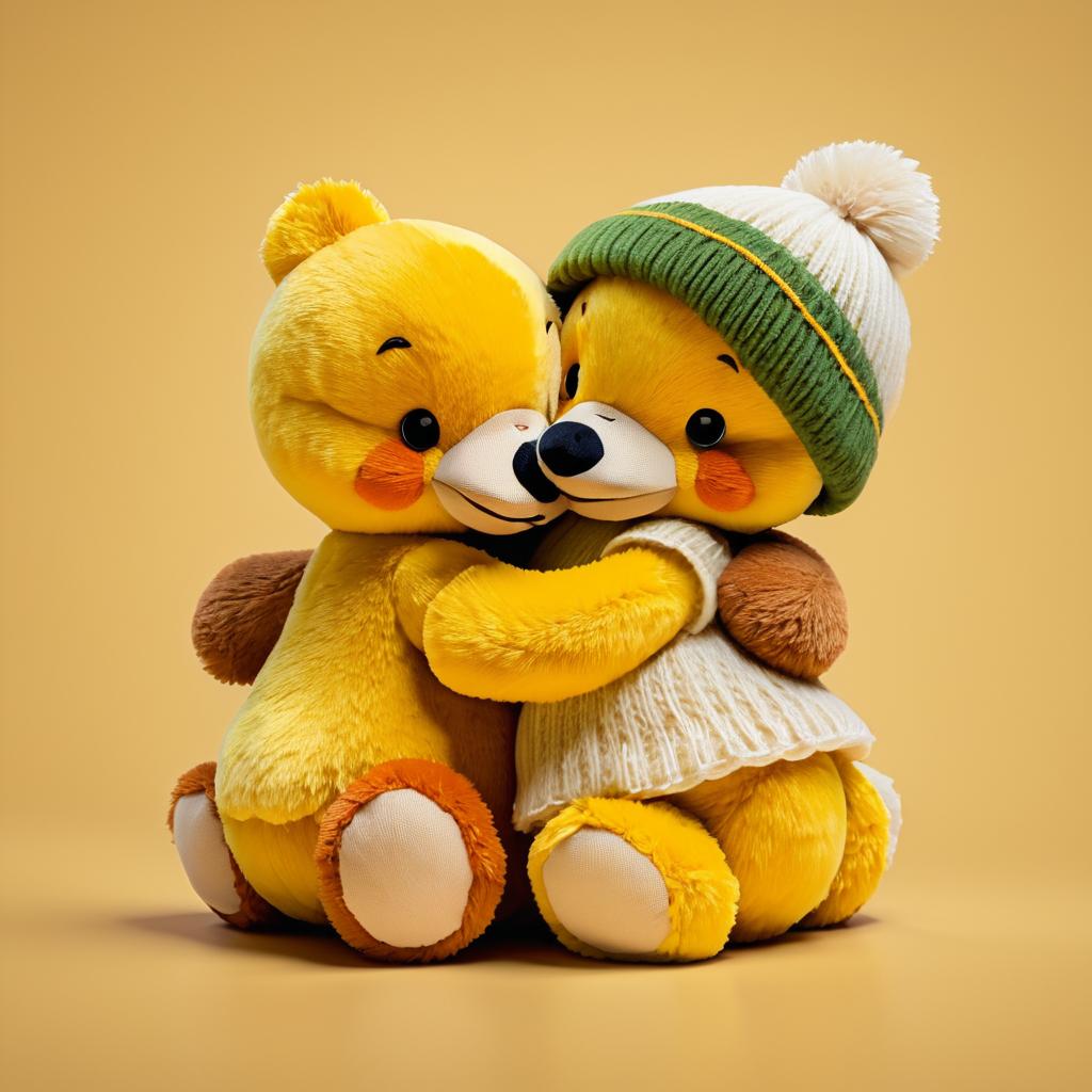 Heartwarming Hug: Teddy Bear and Duck