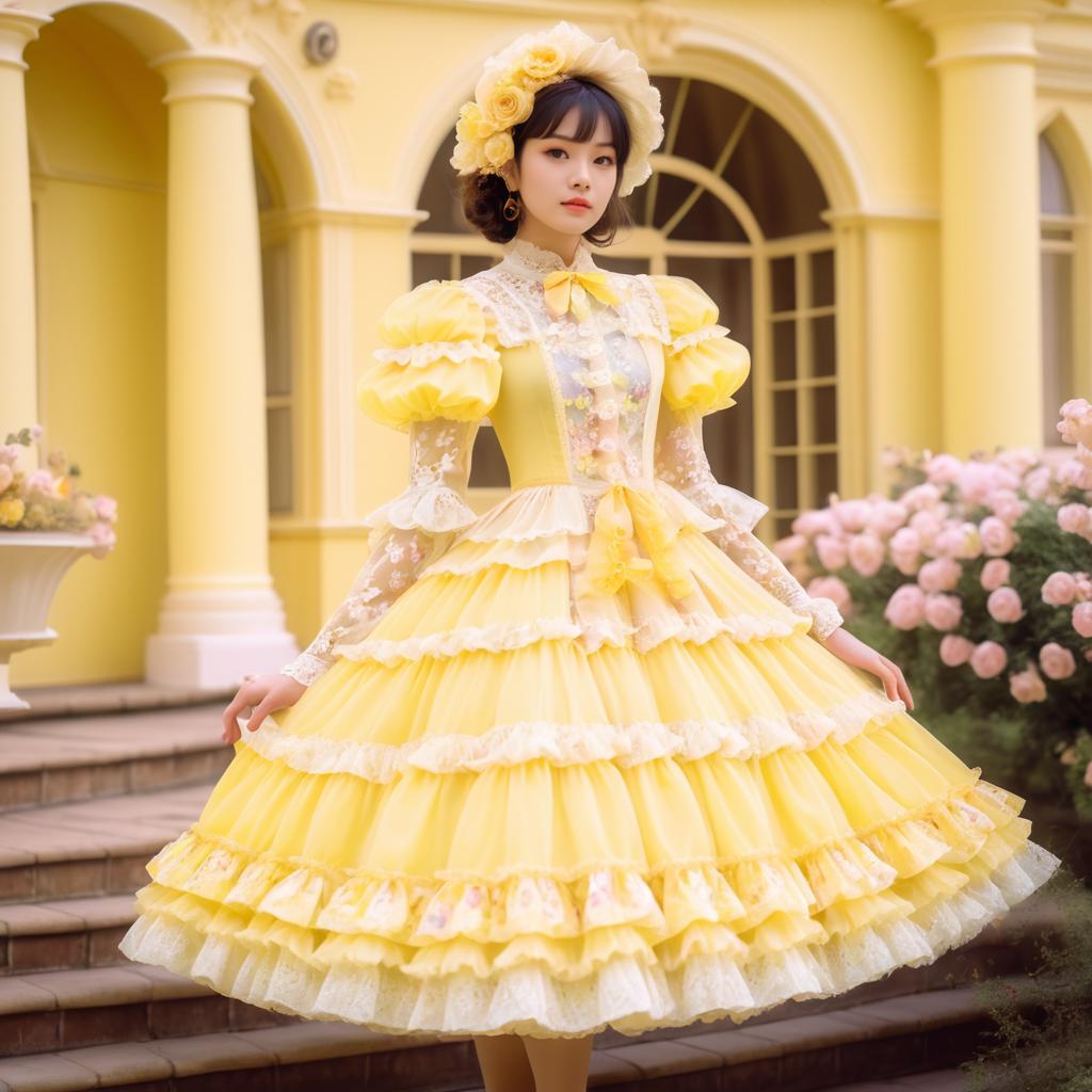 Kawaii Fashion Model in Luxurious Dress