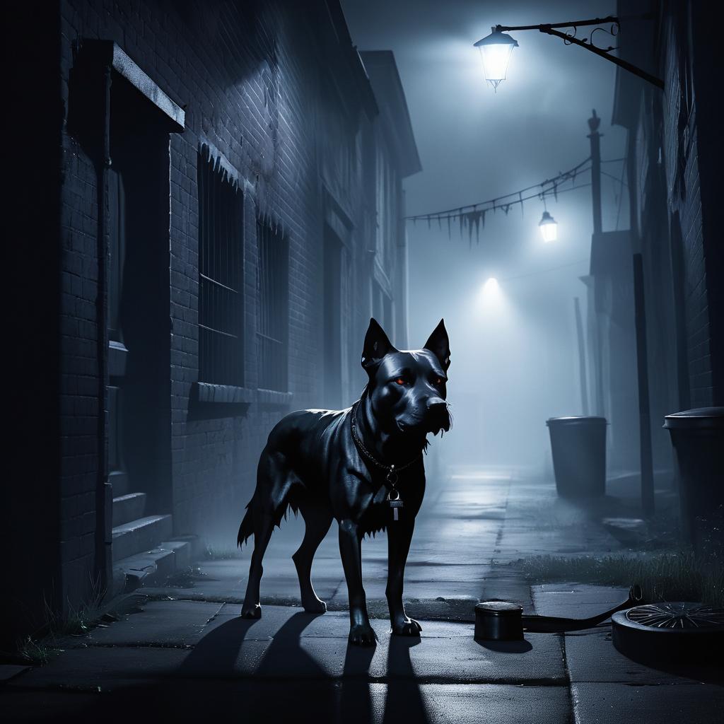 Sinister Zombie Dog in Foggy Alleyway