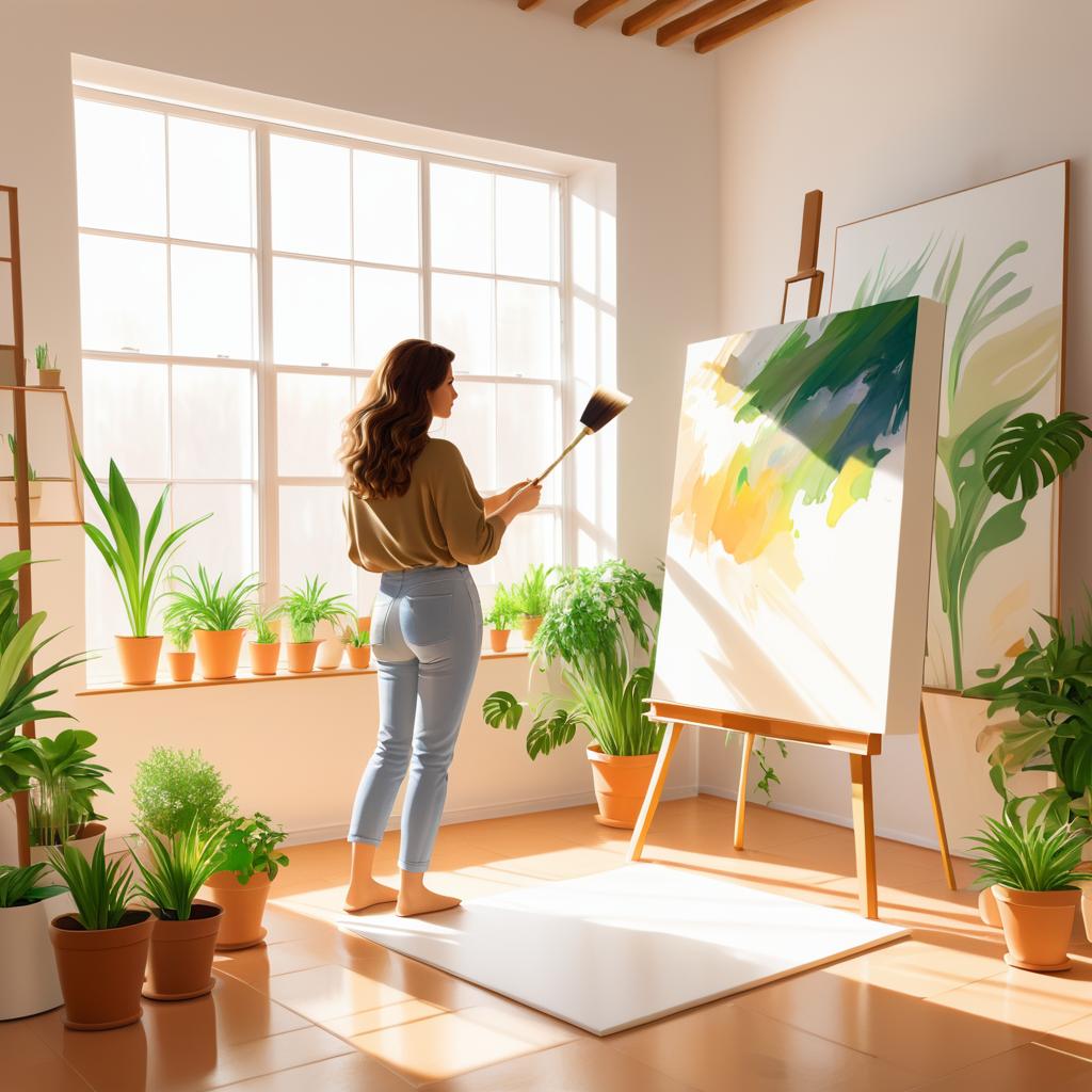 Artist in a Cozy Springtime Studio