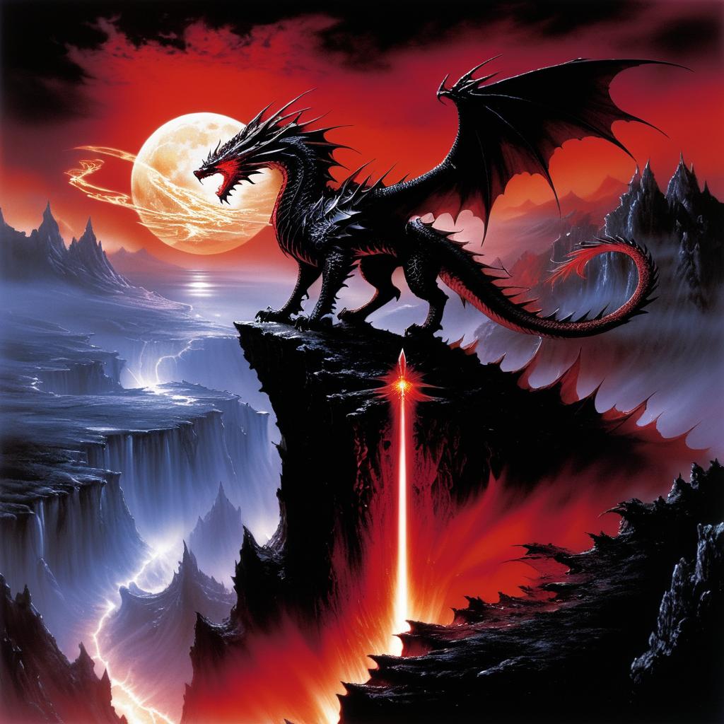 Majestic Dragon Under Crimson Moonlight